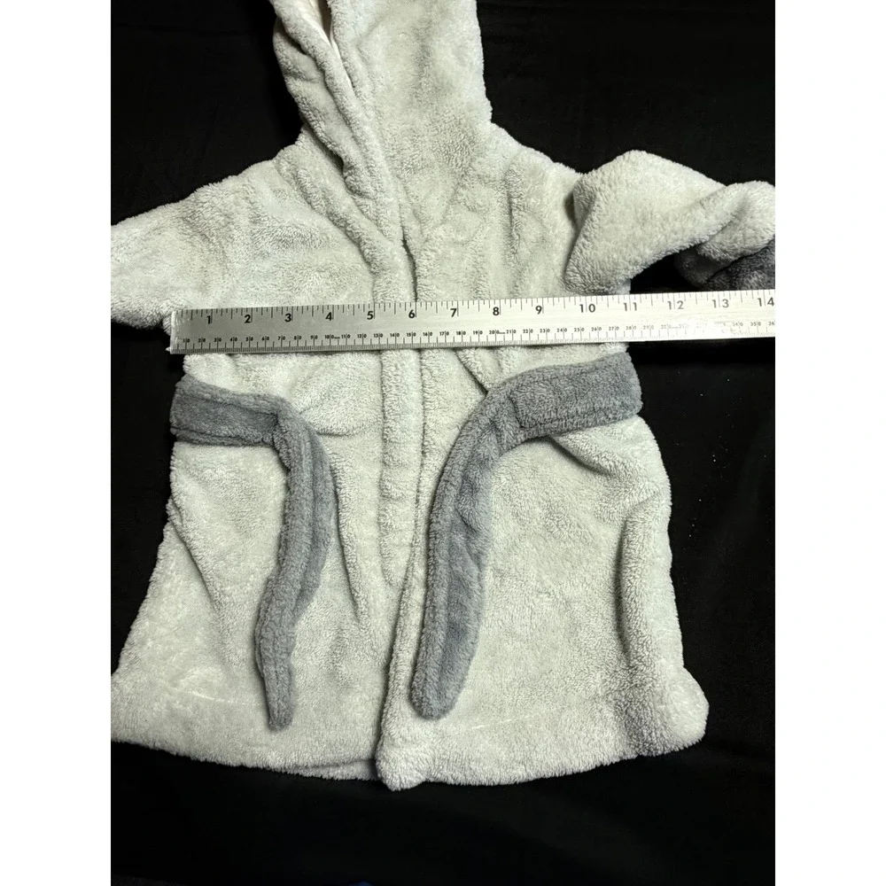 Cloud Island Baby 6-9M Gray Bear Hooded Plush Bathrobe Robe Belted